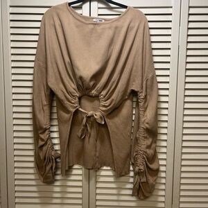 Fashion Nova Women Tan tie Top